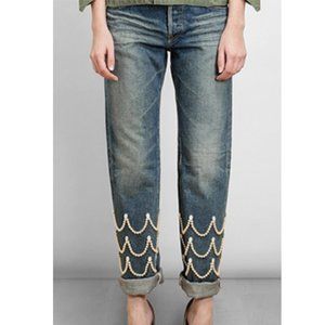 Tu Es Mon Tresor Pearl Embellished Boyfriend Jeans